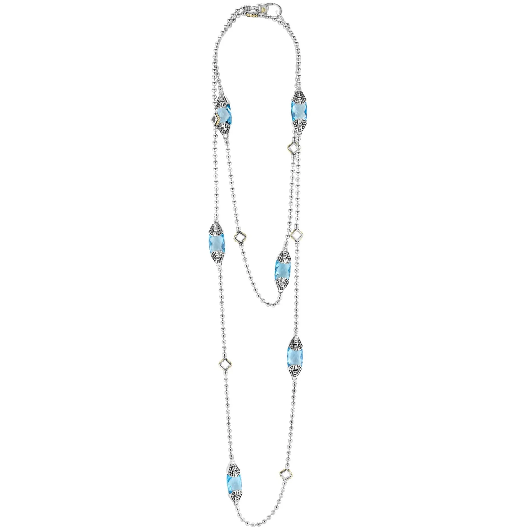 Gemstones<LAGOS Six Station Swiss Blue Topaz Necklace