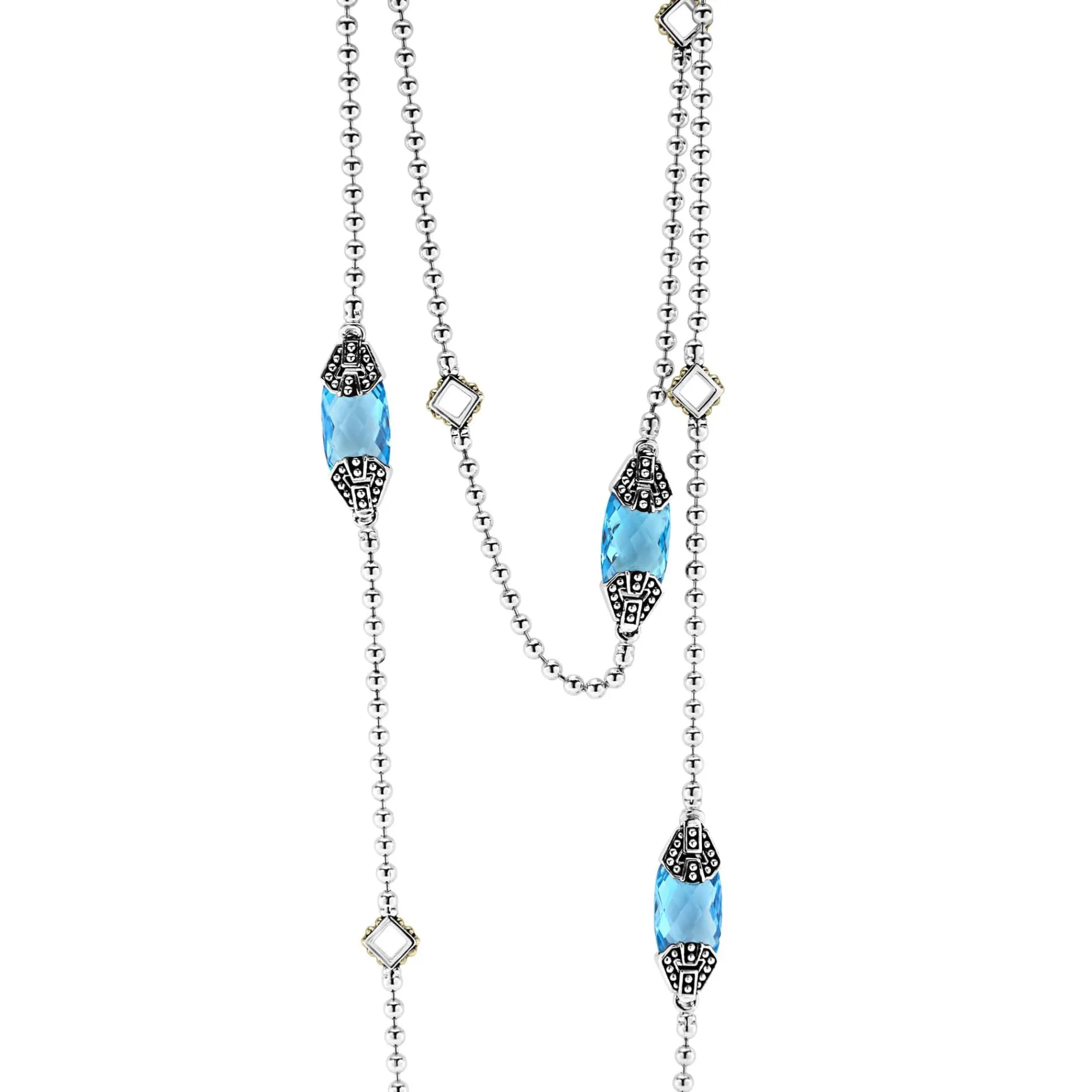 Gemstones<LAGOS Six Station Swiss Blue Topaz Necklace