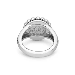 Silver<LAGOS Small Caviar Circle Diamond Ring
