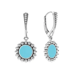 Silver<LAGOS Small Ceramic Circle Drop Earrings