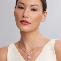 Silver<LAGOS Small Ceramic Circle Pendant Necklace