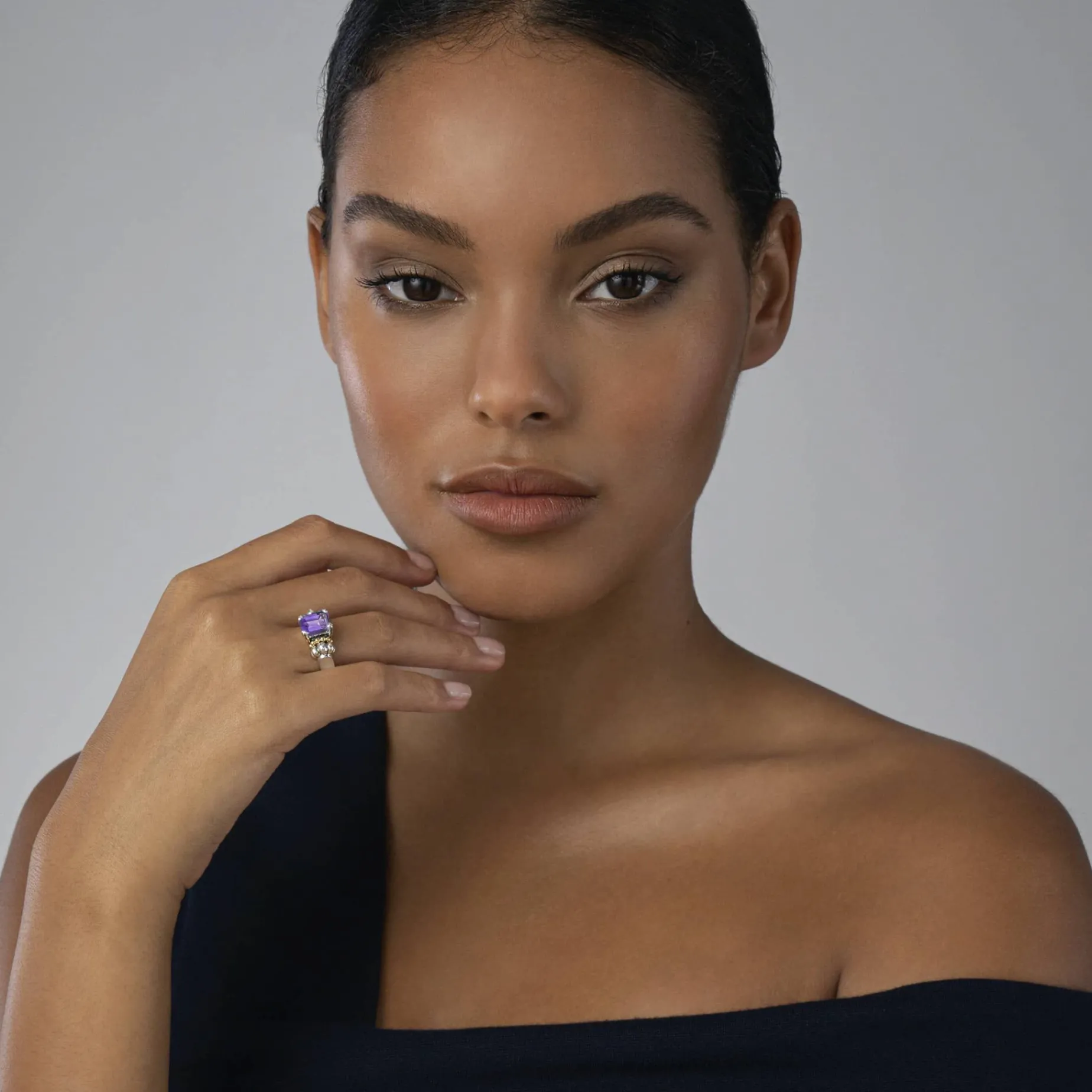 Gemstones<LAGOS Small Emerald-Cut Amethyst Ring