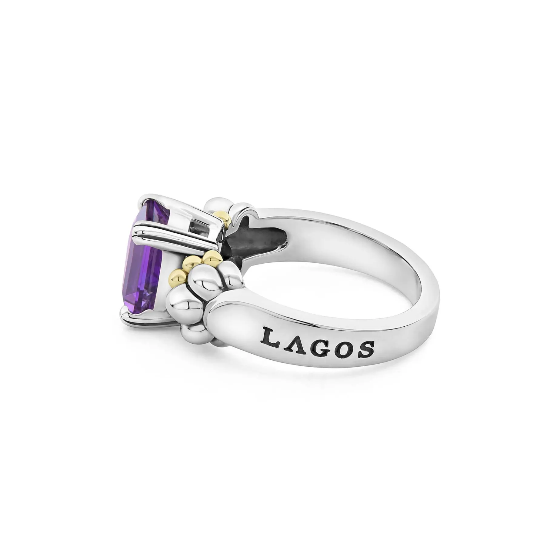 Gemstones<LAGOS Small Emerald-Cut Amethyst Ring