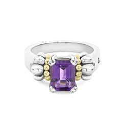 Gemstones<LAGOS Small Emerald-Cut Amethyst Ring