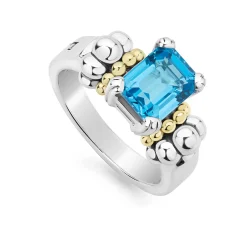 Gemstones<LAGOS Small Emerald-Cut Swiss Blue Topaz Ring