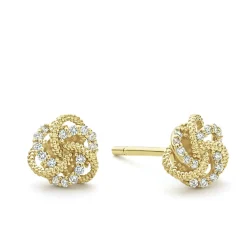 Caviar Earrings<LAGOS Small 18K Gold Love Knot Diamond Earrings