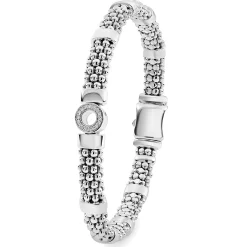 Silver<LAGOS Small Single Station Diamond Circle Caviar Bracelet | 6Mm