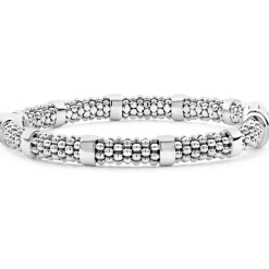 Silver<LAGOS Small Single Station Diamond Circle Caviar Bracelet | 6Mm