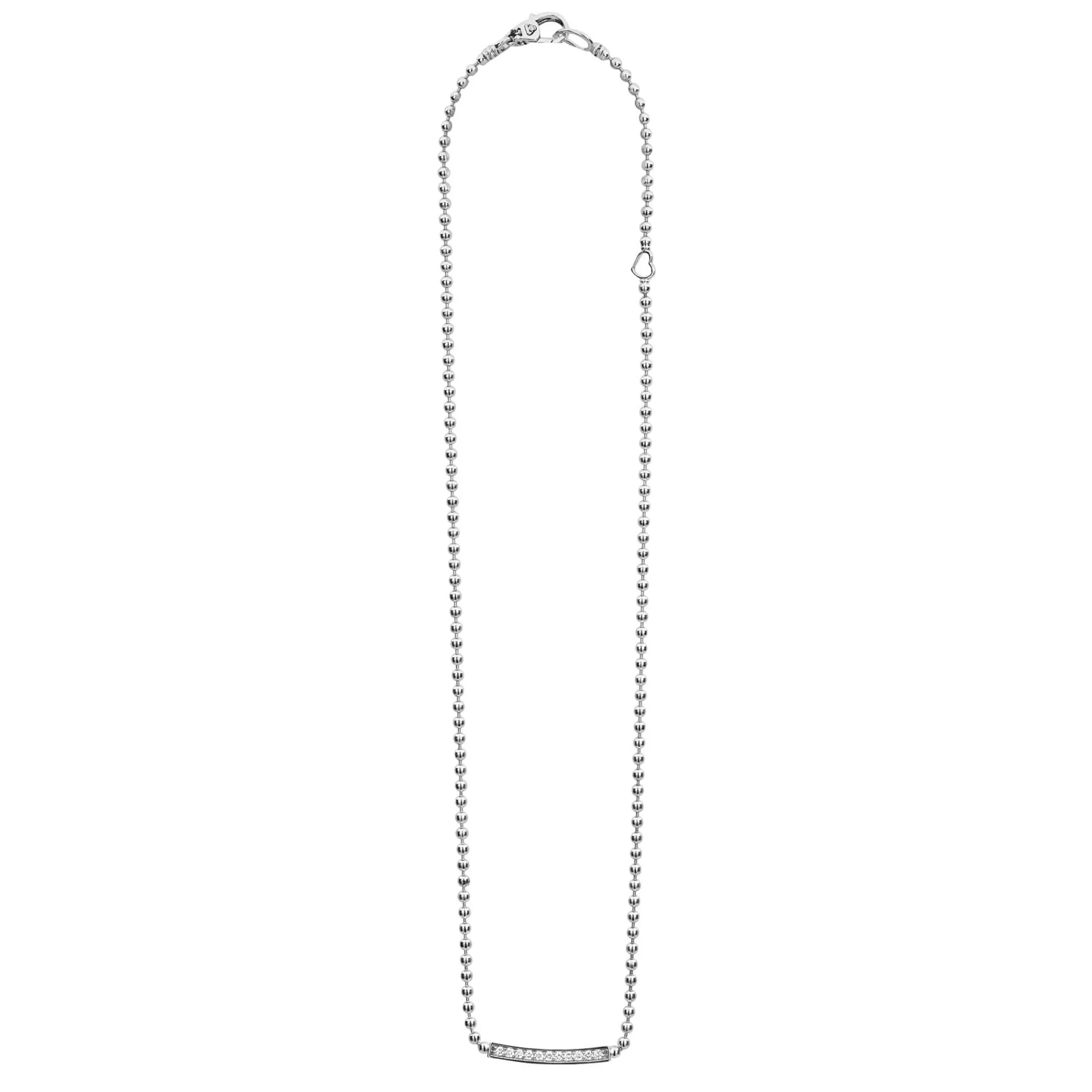 Silver<LAGOS Small Station Diamond Beaded Necklace