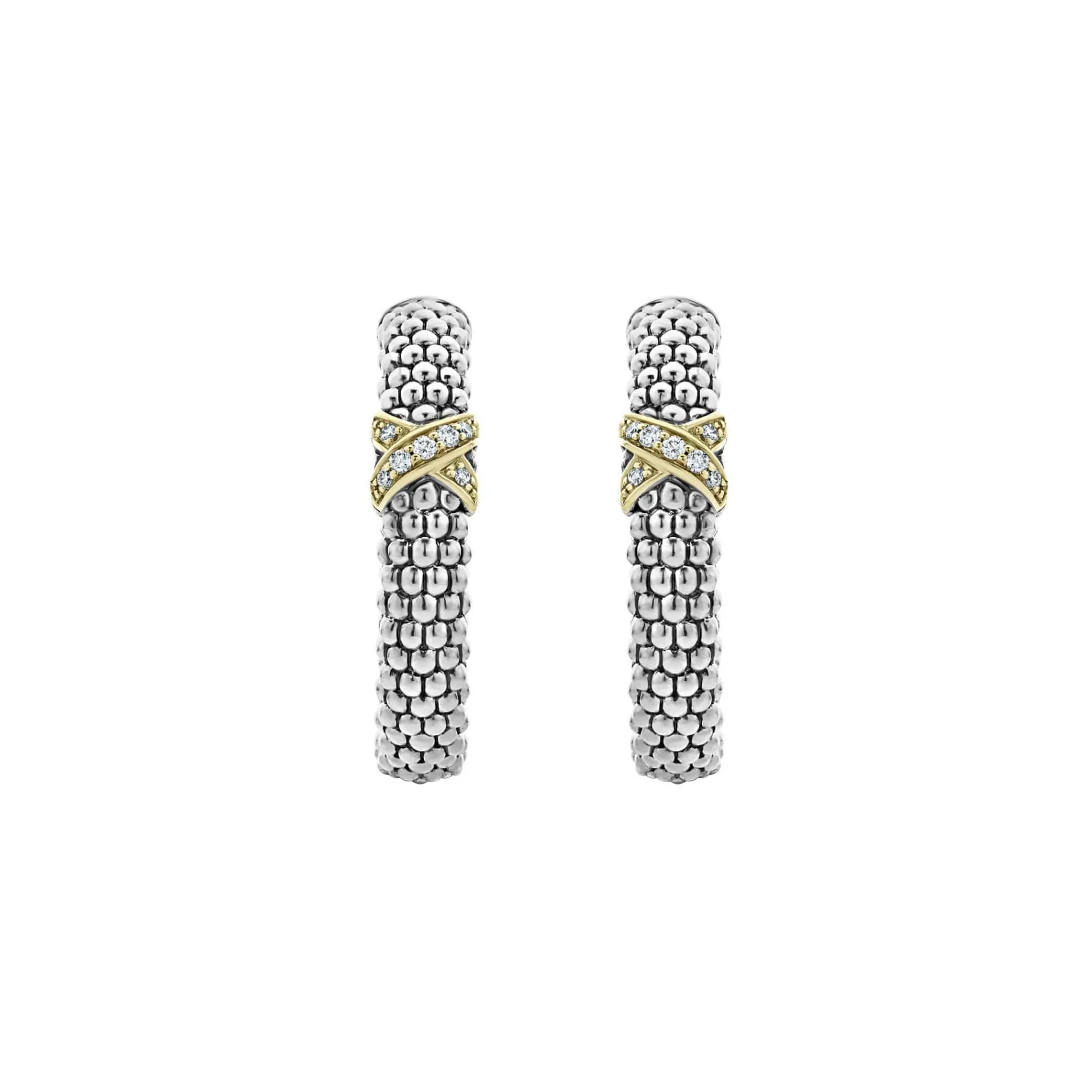 Diamonds<LAGOS Small X Diamond Caviar Hoop Earrings