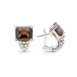 Huggie Earrings<LAGOS Smokey Quartz Huggie Earring