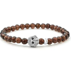 Silver<LAGOS Smokey Quartz Skull Bracelet