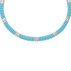 Silver<LAGOS Smooth Silver Station Ceramic Beaded Necklace