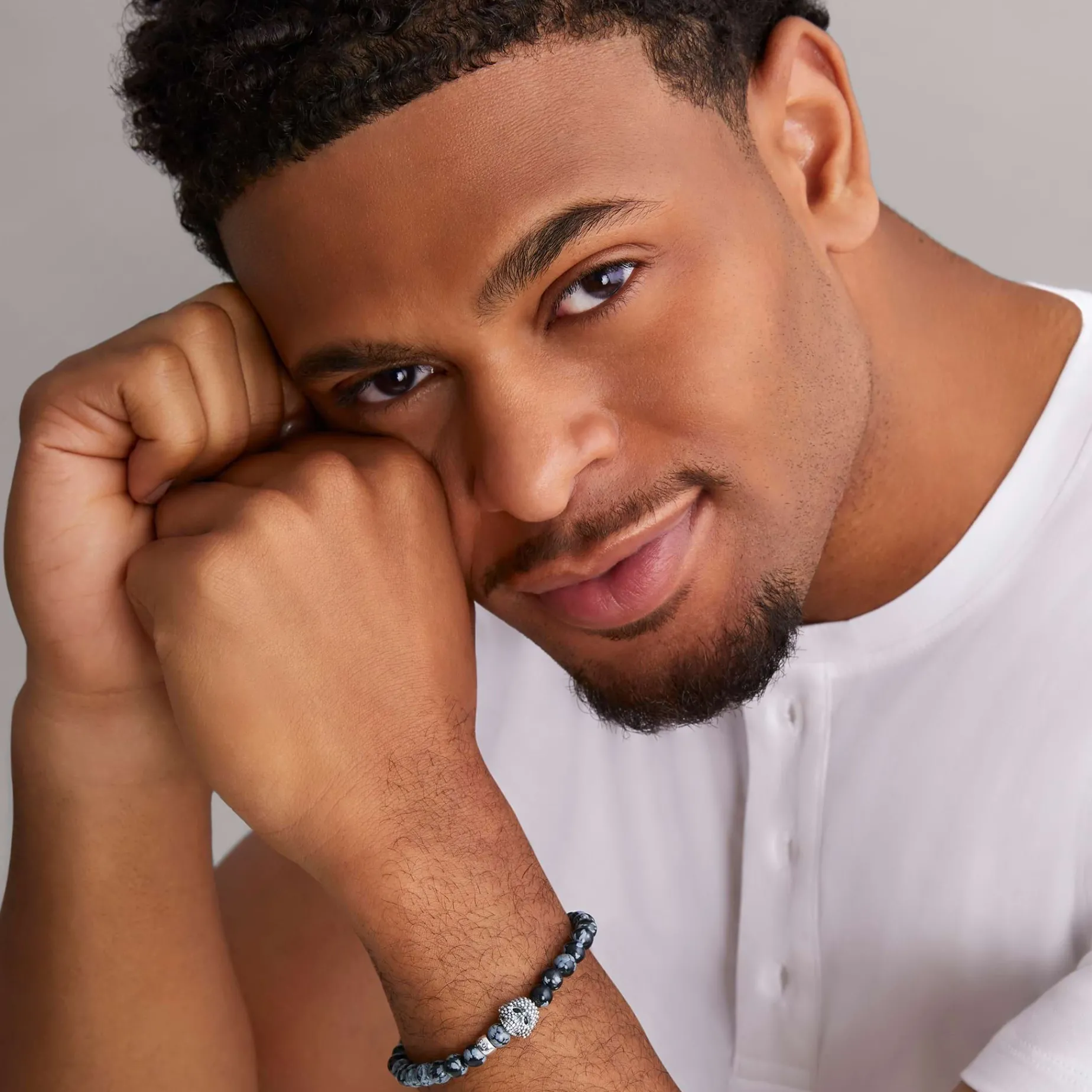 Bracelets<LAGOS Snowflake Obsidian Skull Bracelet