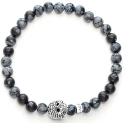 Bracelets<LAGOS Snowflake Obsidian Skull Bracelet