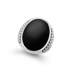 Rings<LAGOS Statement Black Agate Oval Band Ring