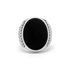 Rings<LAGOS Statement Black Agate Oval Band Ring
