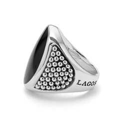 Rings<LAGOS Statement Black Agate Oval Band Ring