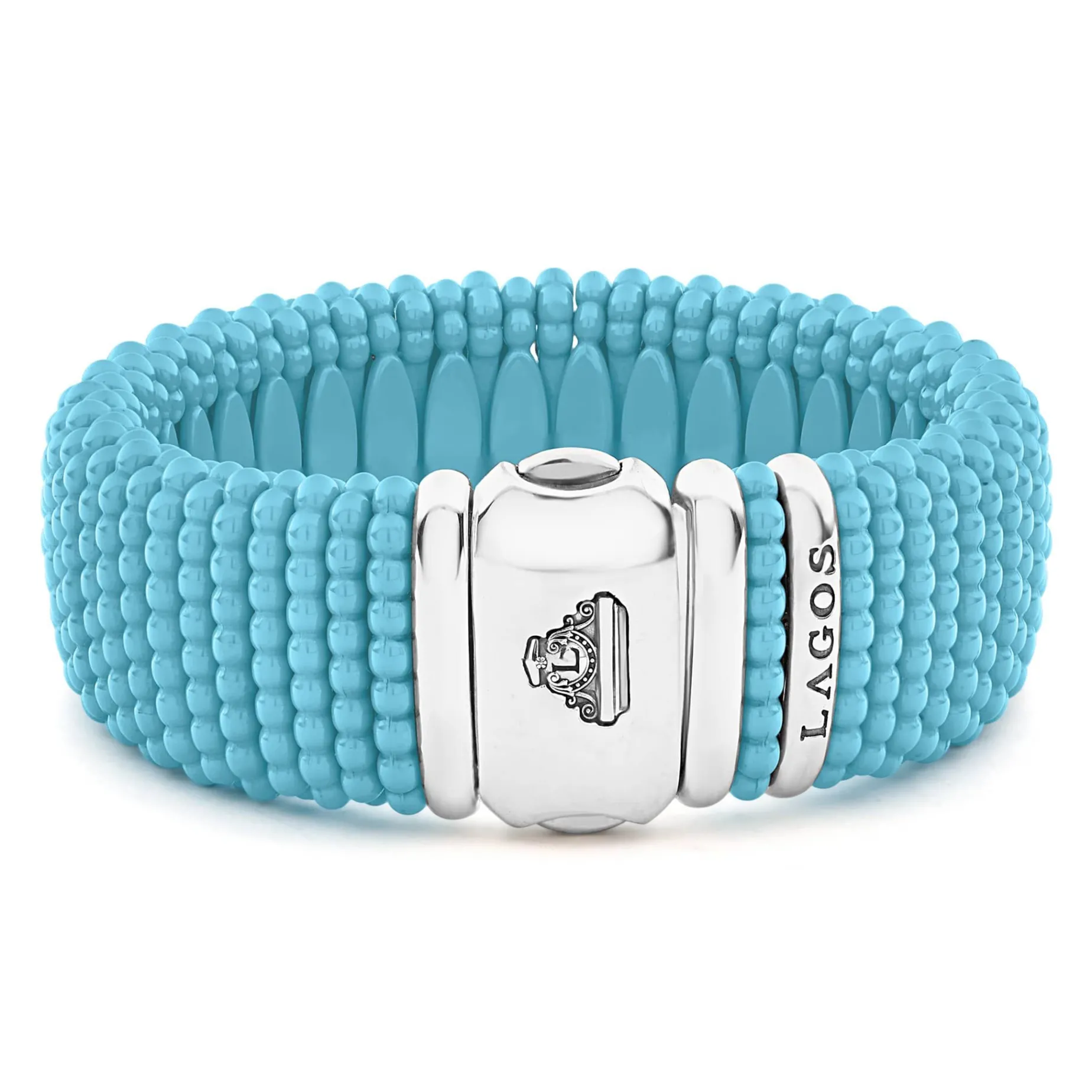 Silver<LAGOS Statement Ceramic Caviar Bracelet | 23Mm