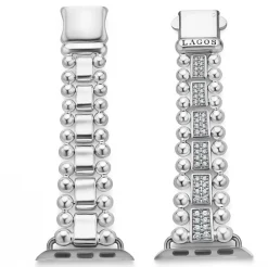 Silver<LAGOS Sterling Silver Full Diamond Watch Bracelet-38-45Mm