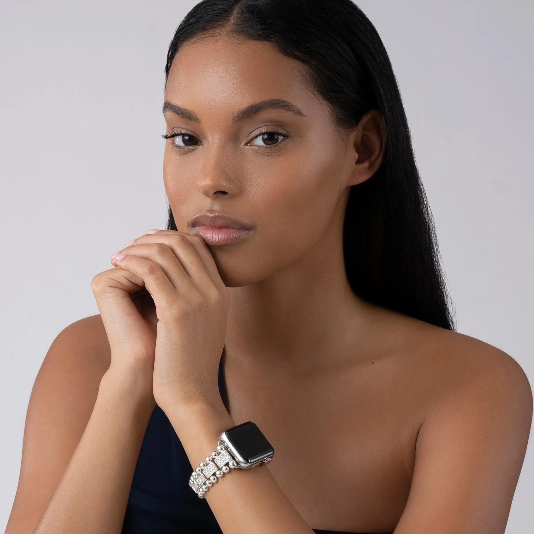 Diamonds<LAGOS Sterling Silver Full Diamond Watch Bracelet-38-45Mm