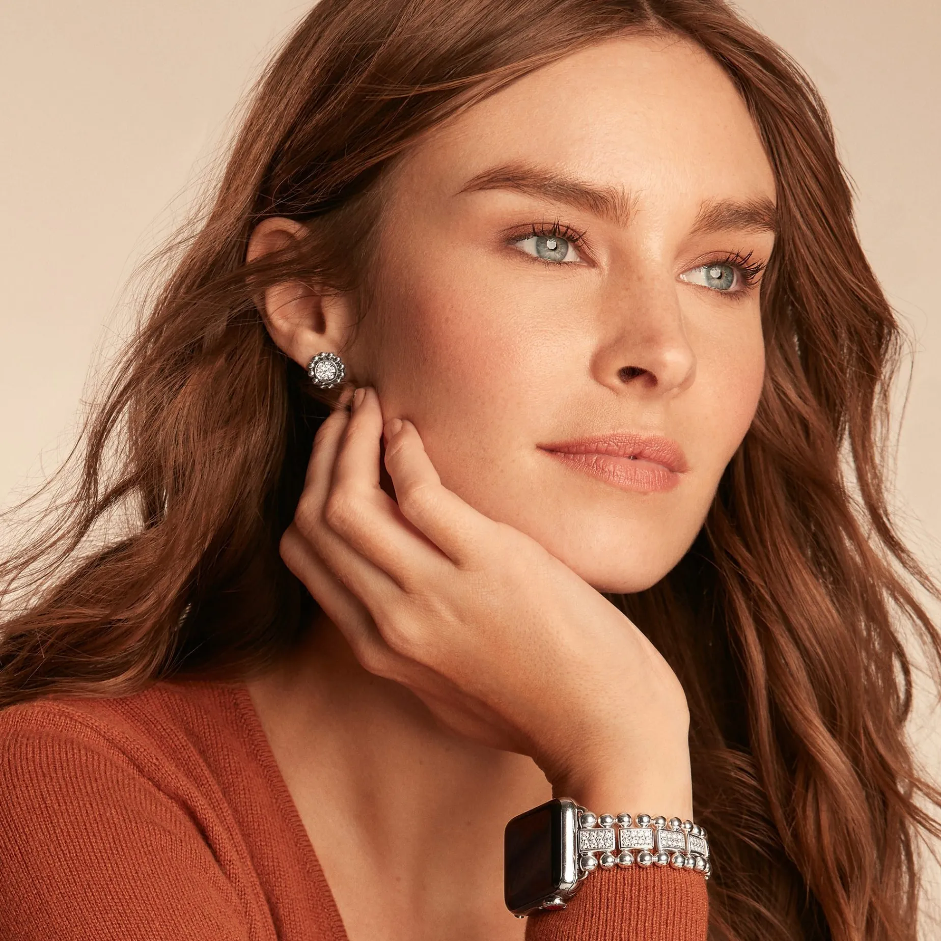 Diamonds<LAGOS Sterling Silver Full Diamond Watch Bracelet-38-45Mm