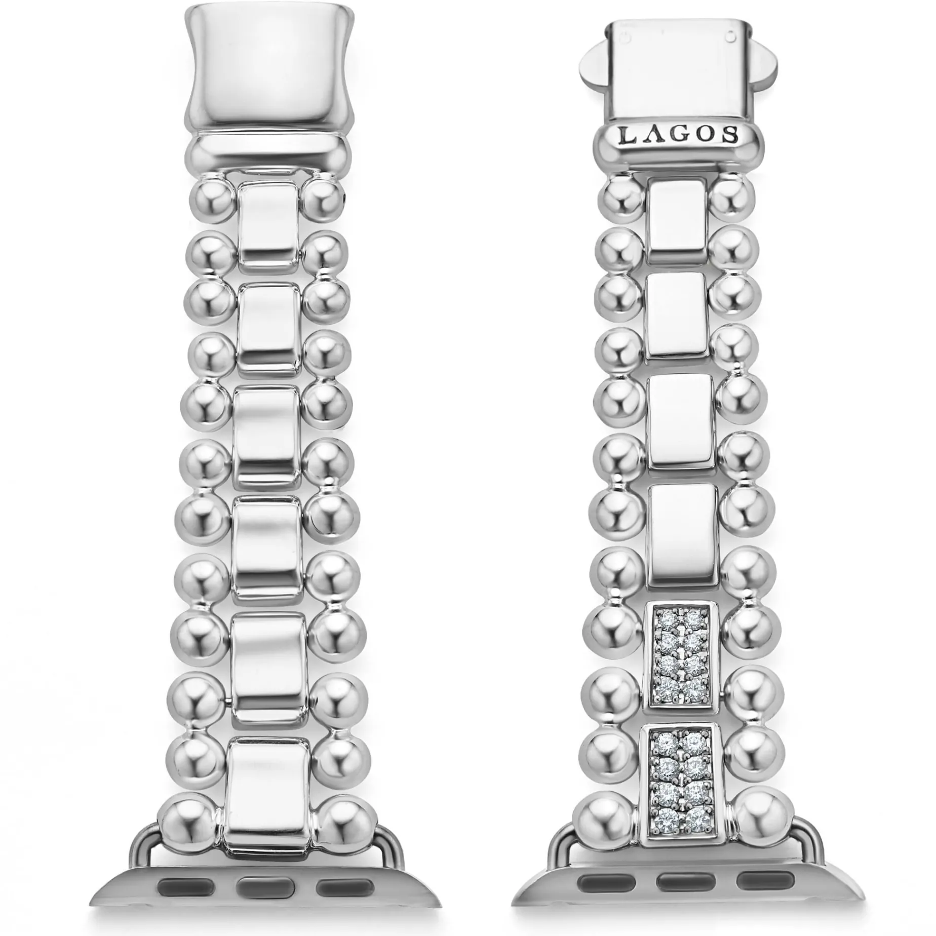 Watch Bracelets<LAGOS Sterling Silver Half Diamond Watch Bracelet-38-45Mm