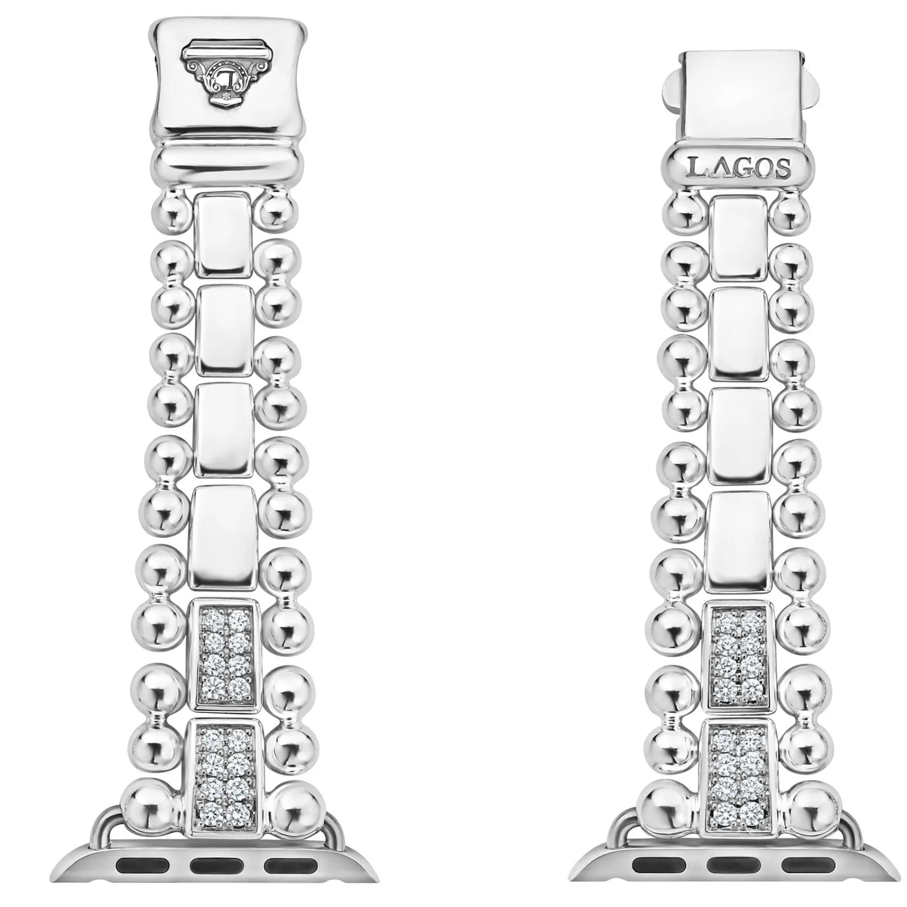 Watch Bracelets<LAGOS Sterling Silver Half Diamond Watch Bracelet-38-45Mm