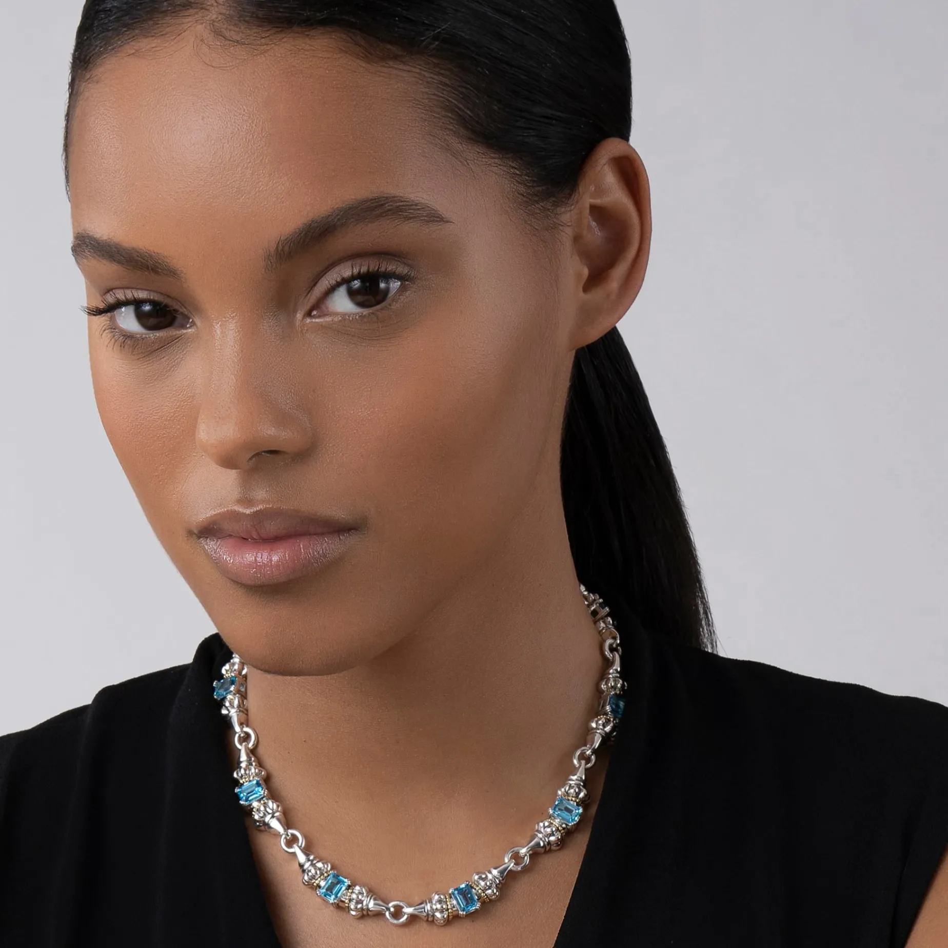 Gemstones<LAGOS Swiss Blue Topaz Caviar Necklace