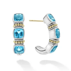 Gemstones<LAGOS Swiss Blue Topaz Hoop Earrings