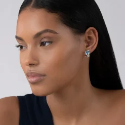 Caviar Earrings<LAGOS Swiss Blue Topaz Huggie Earring