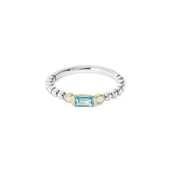 Diamonds<LAGOS Swiss Blue Topaz Stacking Ring With Diamonds