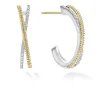 Hoop Earrings<LAGOS Thin Two-Tone Caviar X Diamond Hoop