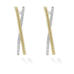 Hoop Earrings<LAGOS Thin Two-Tone Caviar X Diamond Hoop
