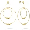 Gold<LAGOS Three Circle Bead Drop Earrings