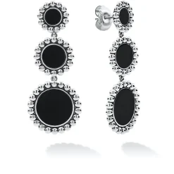 Gemstones<LAGOS Three Onyx Circle Drop Earrings