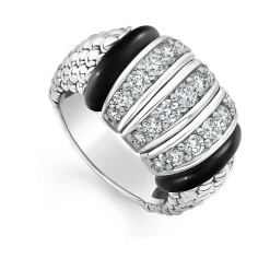 Diamonds<LAGOS Three Station Ceramic Caviar Diamond Ring