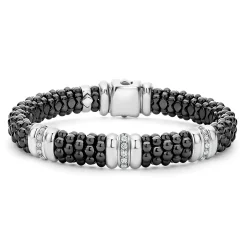 Diamonds<LAGOS Three Station Ceramic Diamond Bracelet | 9Mm