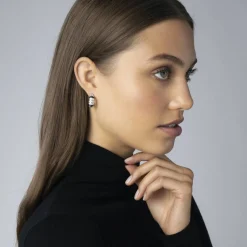 Hoop Earrings<LAGOS Three Station Ceramic Diamond Hoop Earrings