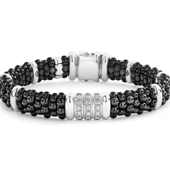 Diamonds<LAGOS Three Station Ceramic Diamond Bracelet | 9Mm