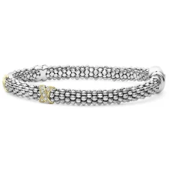 Caviar Bracelets<LAGOS Three Station Gold X Diamond Caviar Bracelet | 6Mm