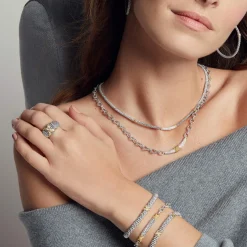 Caviar Bracelets<LAGOS Three Station Gold X Diamond Caviar Bracelet | 6Mm