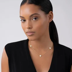 Gold<LAGOS Three Station Round Mother Of Pearl Necklace