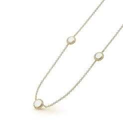 Gold<LAGOS Three Station Round Mother Of Pearl Necklace
