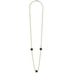 Gold<LAGOS Three Station Round Onyx Necklace