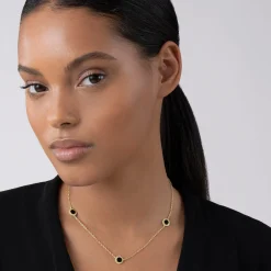 Gemstones<LAGOS Three Station Round Onyx Necklace