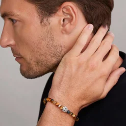 Bracelets<LAGOS Tigereye Skull Bracelet