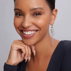 Silver<LAGOS Triangle Circle Drop Earrings