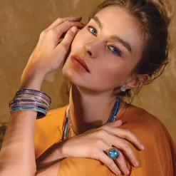 Silver<LAGOS Turquoise Bangle