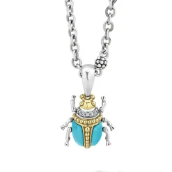Gemstones<LAGOS Turquoise Beetle Diamond Pendant Necklace